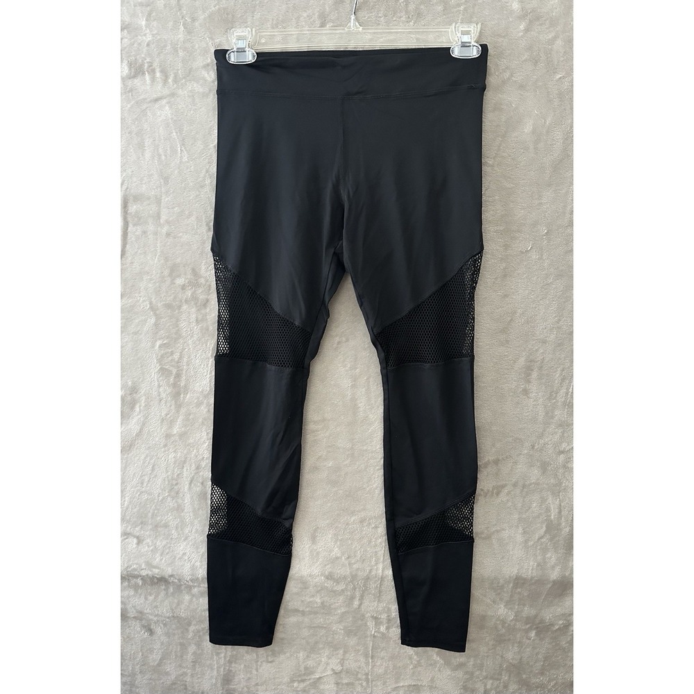 Forever 21 Active Leggings Womens M Black High Rise Mesh Panel Workout Yoga Pant